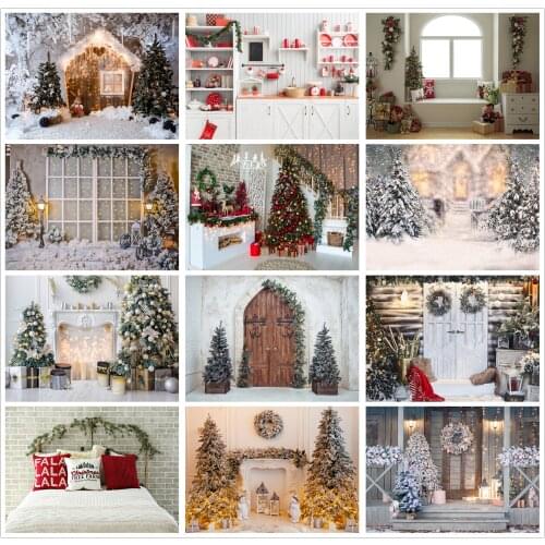 Christmas Photography Background Newborn Baby Kids Xmas Holiday Fireplace Tree Decor Photo Backdrops for Studio Photocalls Props