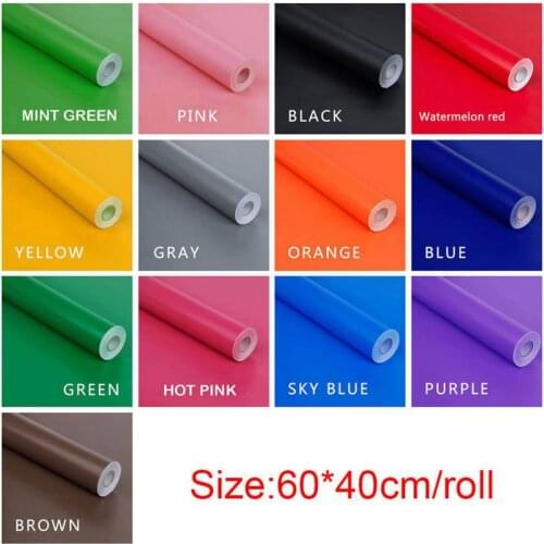 Self-Adhesive Solid Color PVC Wallpaper Roll Peel Stick Removable Waterproof Wall Sticker Decals Art Mural Drawer Cabinet Liner