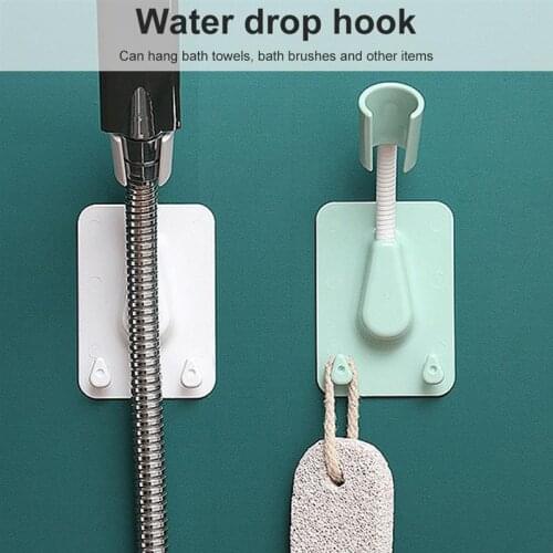 Self-Adhesive Shower Head Bracket Adjustable Handheld Showerhead Holder Wall Mount 2 Hooks Stand Bathroom Accessories
