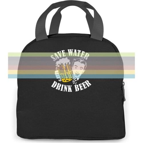 Save Water Drink Beer | Spar Wasser Trinke Bier | Fun | Party | Cheap Sale women men Portable insulated lunch bag adult
