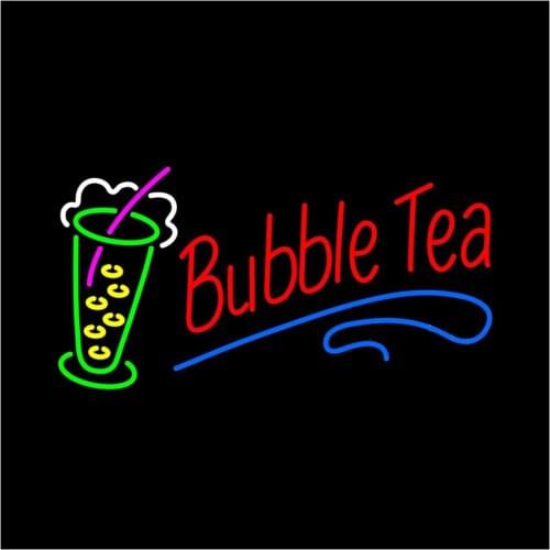 Bubble Tea Glasses Custom Handmade Real Glass Tube Drink Bar KTV Store Shop Advertise Decoration Display Gift Neon Sign 19"X15"