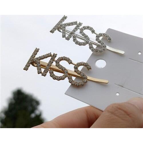 Wedding Gift KISS Letters Hair Clip For Women Crystal Jewelry CZ Accesorios Para El Cabello Gold Hairpins Girls Clip Cheveux