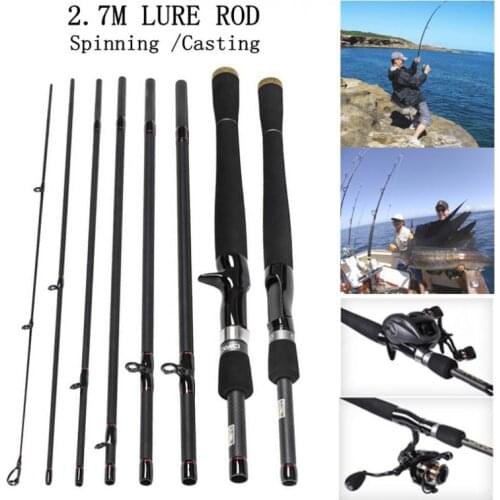2.7m 4 Sections Carbon Fiber Lure Fishing Rod M Power Portable Ultra Light Spinning / Casting Fishing Pole