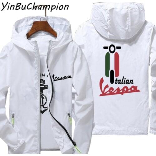 Vespa Italian Flag Motorcycle Ultra Light Mens Hooded Male Windbreaker Reflective Coat Sunscreen Pilot Beach Cycling Jacket 7xl