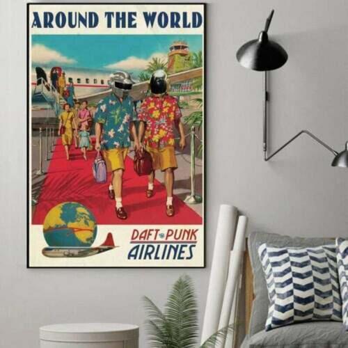 MT187 Vintage Music Album Around The World Daft Punk Stars Canvas Wall Art Picture Painting Poster Prints Modern Home Decor