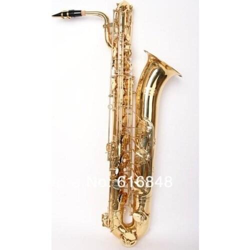 High Quality Brass Baritone Saxophone Gold Lacquer E Flat Baritone Sax New Arrival Musical Instrument with Mouthpiece Case