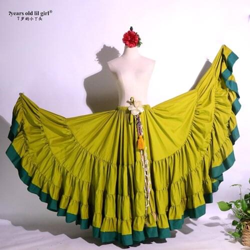 4Tiered 21Yards100%Cotton Tribal Belly Dance Skirt With Border 9EX32