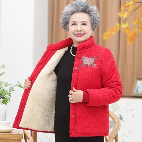New Middle-aged And Old People Winter Jacket Cotton Parka Grandma Thicker Cotton Padded Mothers Coat Plus size 5XL
