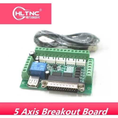 1pcs MACH3 Engraving machine 5 Axis CNC Breakout Board With Optical Coupler For Stepper Motor drive controller+USB cable