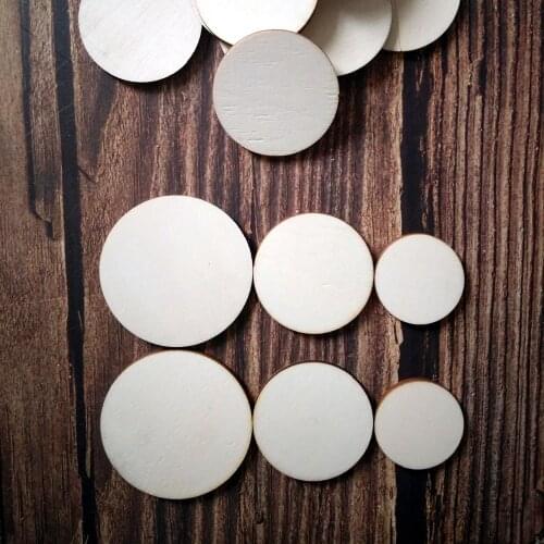 100pcs Customized Wedding Wooden Circle Blank Wood Round Crafts Painting Decor Disc DIY Laser Cut Craft