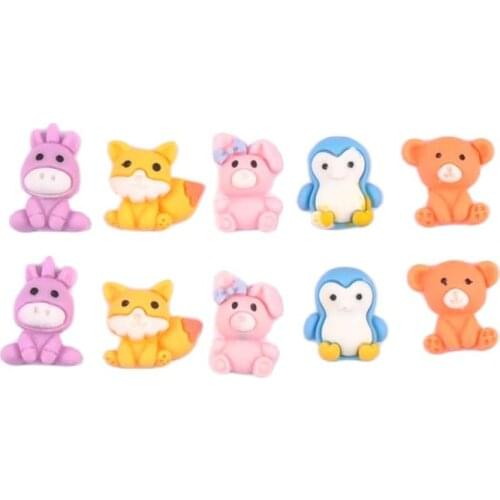 20pcs Flat Back Resin Cartoon fox/penguin/bear beads Scrapbook Craft DIY phone decor Headwear accessories No Hole cp3148-2