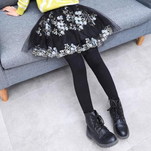 2019 Toddler Teenage Girls Leggings Flower Children Pants Kids Elastic Cotton Leggings Princess Girl Pants Tutu Skirt Trousers