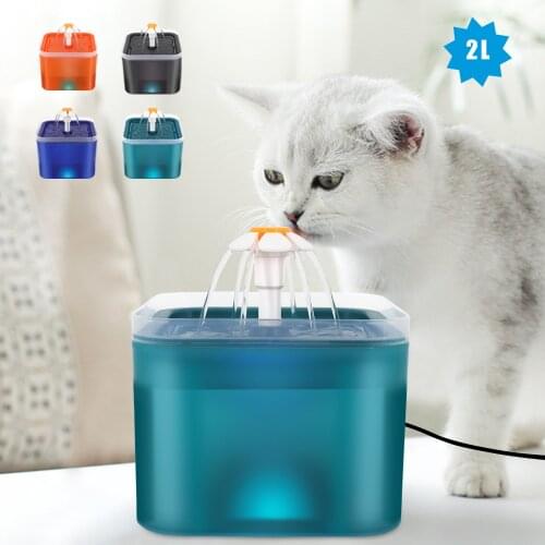 2L Automatic Pet Cat Water Fountain Filter Dispenser Feeder Bowl LED Light Smart Dog Cat Water Dispenser Pet Drinking Feeder