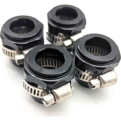 4 Pcs AN 10 Car Hose End Cover Fitting Adapter Connector Finisher Clamps Black