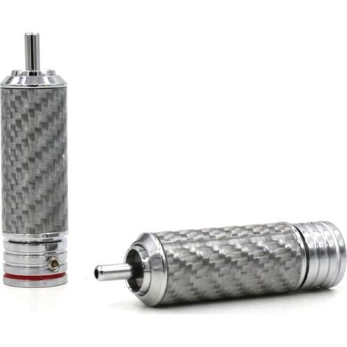 4Pcs hifi audio Rhodium plated plug Carbon Fiber audio RCA connector plug for audio interconnect cable