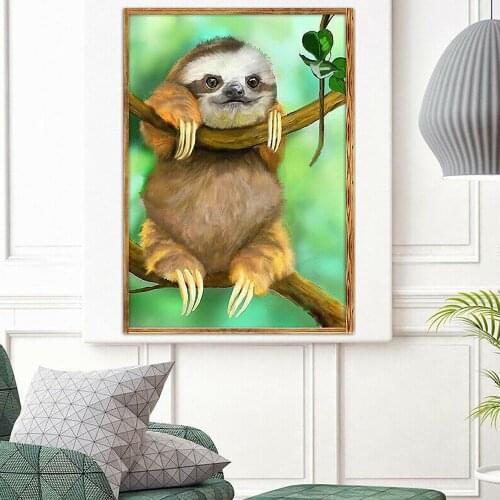 5D DIY Diamond Painting Cute Sloth Full Round Drill Diamond Embroidery Pattern Cross Stitch Mosaic Home Decoration Gift 2