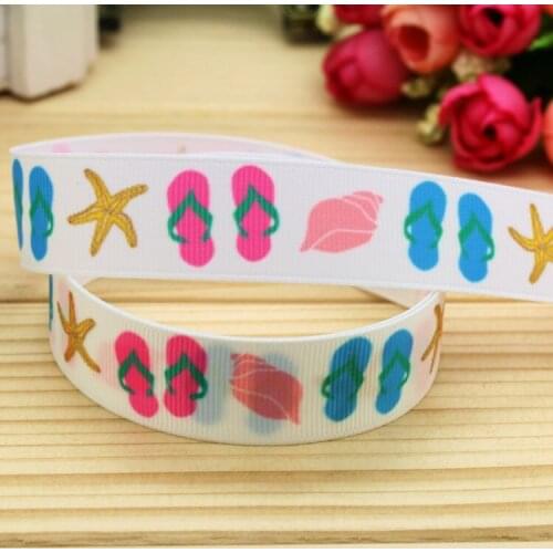 7/8'' Free shipping summer slipper printed grosgrain ribbon hair bow headwear party decoration wholesale OEM 22mm H4968