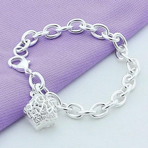 Hot Sale Romantic 925 Sterling Silver Simple Star Pendant Chain Bracelet Jewelry Woman Charm Bracelet