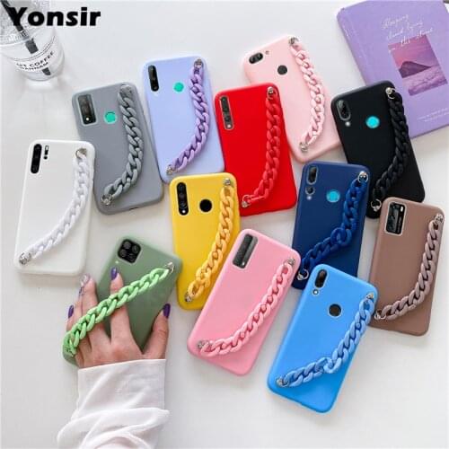 Wrist Strap Bracelet Case For Samsung Galaxy S21 Ultra Note 20 Ultra Note 10 Plus Lite 9 8 S20 Colorful Matte Soft Cover Cases