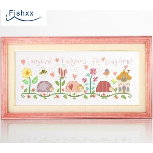 Fishxx Cross Stitch Kit European Magazine Crazy100-1 Ladybug Homes Cartoon Kids Room Bedroom Paintings