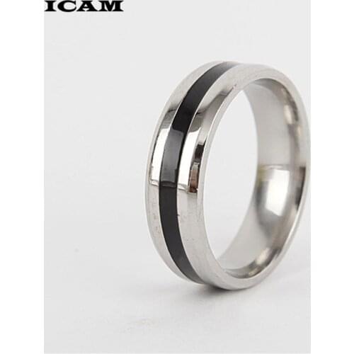 ICAM 316L Stainless Steel Ring Black Enamel Ring for Men Women Fashion Wholesale Jewelry Supplier Christmas Gift