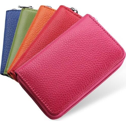 1PCS leather card holder, business card holder, credit card holder, lady zipper pocket, unisex card holder, zipper coin purse
