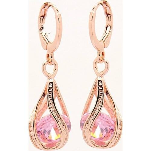 Creative Fashion Water Drop Clip Earrings Individual metal Hollow Out Geometric CZ Earrings Wedding Party Gift