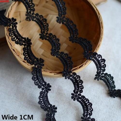 1CM Wide Black Polyester Cotton Embroidered Lace Fabric Neckline Collar Fringe Ribbon Edge Trim Dress Apparel Sewing Accessories