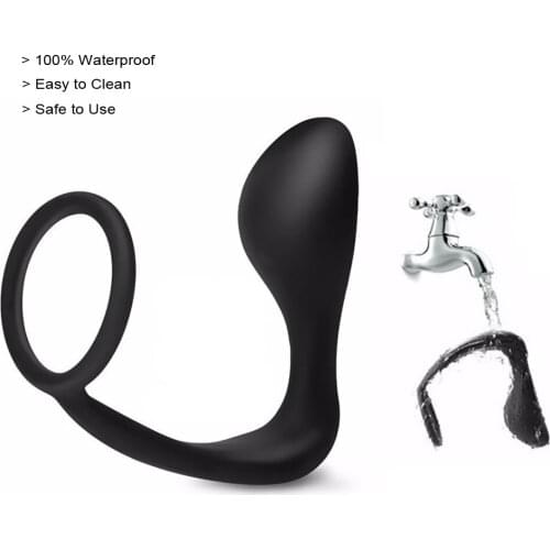 LOAEY Male Prostate Massage & Anal Plug Anal Silicone Prostate Stimulator Butt Plug Delay Ejaculation Ring Sex Toys For Men Gays