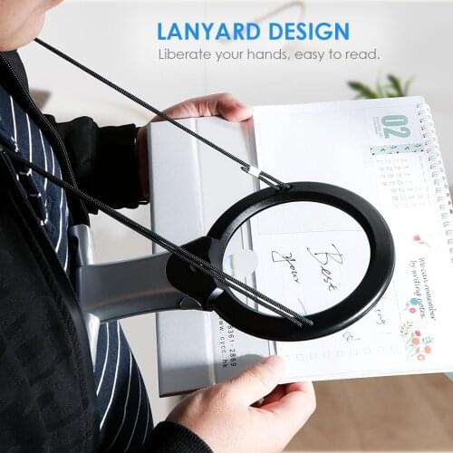 Hands Free LED loupe Lighted Reading Magnifier Neck Wear Quality Magnifying Glass For Seniors Sewing Cross Stitch Embroidery