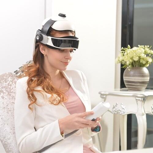 Head Massager Eye Massager 2 In 1 Relieve Stress Promote Sleep Relaxation Adjustable Head Size Music Soothing Head Massager