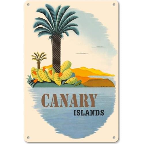 Metal Tin Sign Canary Islands Garage Home Kitchen Bar Pub Hotel Wall Decor Signs Plaques 30*40cm
