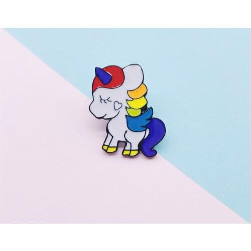 Cartoon Cute Animals Colored Pony Enamel Brooch Love Rainbow Alloy Pins Sweet Badge Accessories Woman Jewelry Gift For Friends