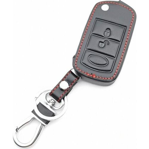 Soft Leather Car key Fob Protect Cover for LAND ROVER Range Rover Sport LR3 Discovery 3 Button Folding Flip Remote Key Case