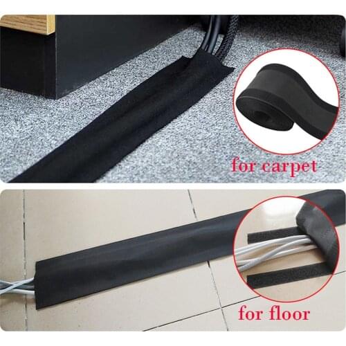 1 Meter Soft Adjustable Hook Carpet Floor Cable Protector Adjustable Loop Office Desk Wire Cable Cover for Floor Carpet Wall