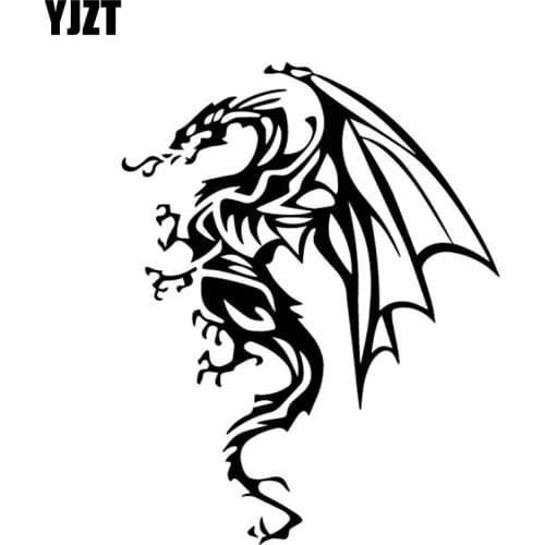 YJZT 13.6CM*17.2CM Mythological Dragon Creative Pattern Car Trunk Car Sticker Vinyl Decal Black/Silver C4-2334