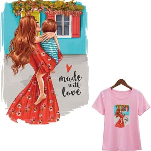 Clothes Stickers Love Mom And Girl Diy Accessory Iron On Clothes Stickers Heat Transfer Fashion Applique