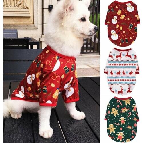 New Pet Dog Clothes Christmas Costume Cute Cartoon Clothes For Small Dog Vest T-shirt Costume Dress Xmas Apparel For Kitty Dogs