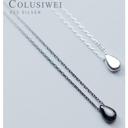 Colusiwei New Arrival Genuine 925 Sterling Silver Fashion Water Drop Geometric Pendant Necklaces Women Silver Jewelry Gift
