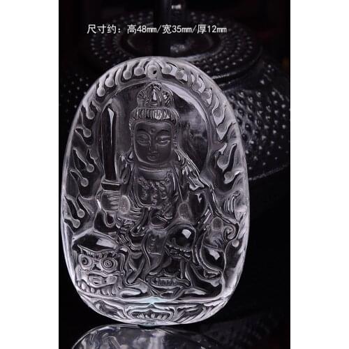 The new light spot Natural White Crystal Pendant Zodiac rabbit patron Manjusri Buddha bless