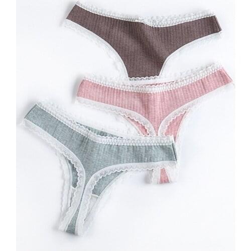 Q Sexy Cotton Lace Thongs For Women Low Waist Panties Ladies' Seamless Underwear Women Briefs Pants Intimate Lingerie