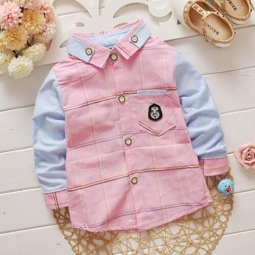 New arrival 2016 baby boys shirts spring autumn long sleeves blouse plaid cotton children clothing to school 2y-6y