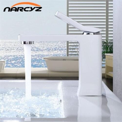 New Basin Faucets Modern White Chrome Brass Bathroom Sink Faucet Single Handle Hole Toilet Bath Mixer Water Tap Crane W3017