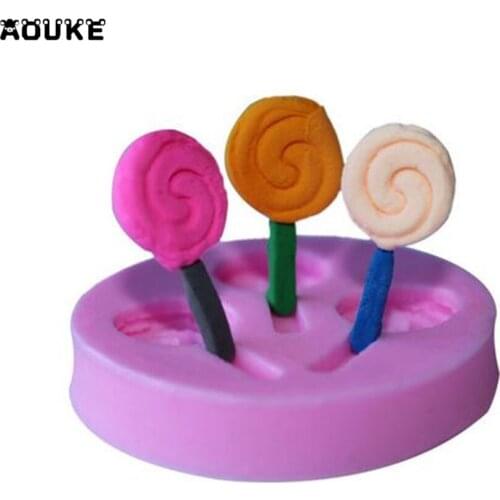 Swirl Marks Spiral Lollipops Shape Fondant Cake Silicone Mold Pastry Chocolate Mould Candy Molds DIY Cake Decoration Baking Tool