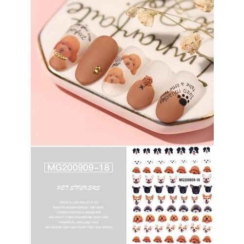 Japanese Style Fashion Hot Selling Back Glue Adhesive Nail Stickers Lovely Cats Dry Nail Decals Nail Art Manicure Water Proof