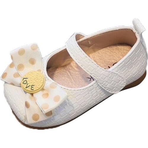 Girls' Single Shoes Princess 2021 New Korean Style Baby Shoes Butterfly-knot Sweet for Party Hot In Kids Simple Children Chic