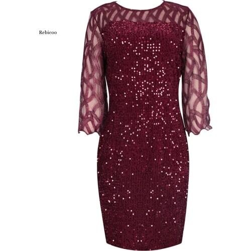 Party Dresses Sequin Plus Size Womens Dress 2021 Summer Birthday Outfit Sexy Red Bodycon Dress Wedding Evening Night Club Dress