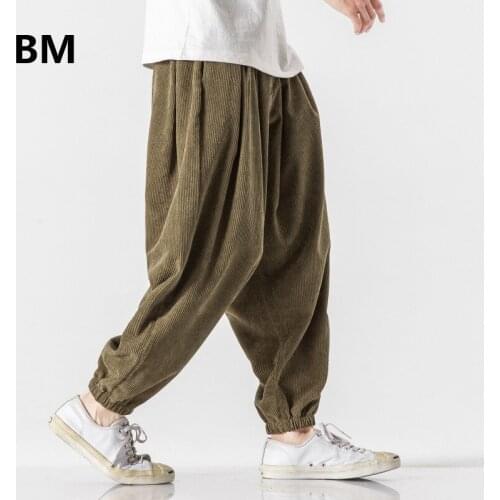 2020 Corduroy Baggy Pants Japanese Streetwear Fashion Harem Pants Hip Hop Joggers Plus Size Oversized Casual Pants Men Clothing