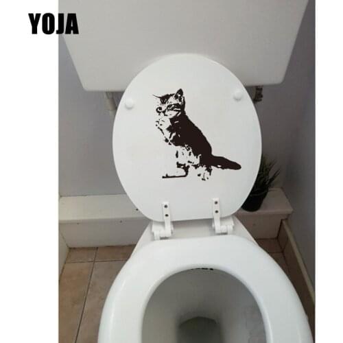 YOJA 21.1*23.6CM Standing Kitten Kids Rooms Wall Sticker Mural WC Toilet Decals T1-0118
