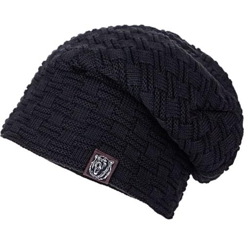 2018 Winter Unisex Plus cashmere Thickened camouflage Beanies Fashion Black bear mark Winter Hats for Women Outdoor leisure hats